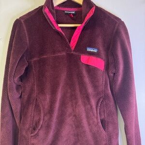 Patagonia Women's Maroon and Pink Fleece Polertec Medium